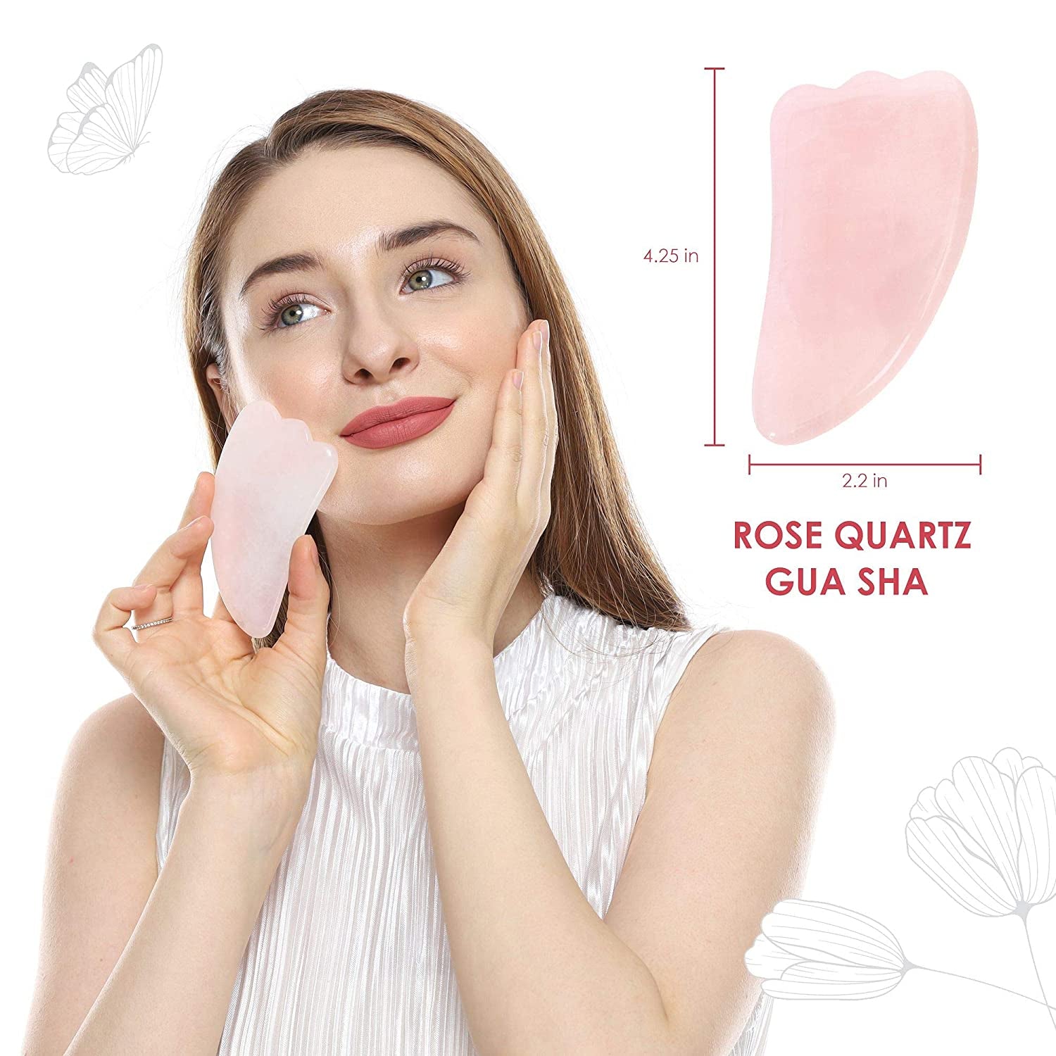 Gua Sha Facial Tools FUASHA - Premium 2-In-1 Jade & Rose Quartz Gua Sha Set - Lymphatic Drainage Scraping Massage Stone - Guasha Tool for Face - Facial Tools Sculpting Pack Health & Beauty > Personal Care > Cosmetics > Cosmetic Tools > Skin Care Tools Fuasha   