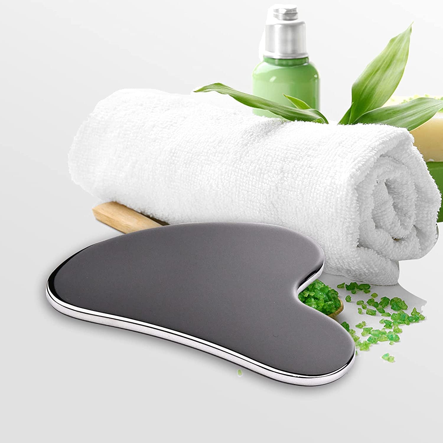 Gua Sha Stainless Steel with Travel Pouch, Gua Sha Facial Tools, Gua Sha Shaping Tool, Metal Gua Sha, Steel Gua Sha Massage Tool, Jawline Sculptor, Scraping Tool for Face, Body Health & Beauty > Personal Care > Cosmetics > Cosmetic Tools > Skin Care Tools Tophigh   