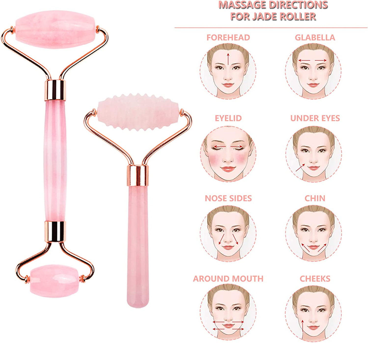 Deciniee Jade Roller, 3 in 1 Ridged Jade Roller and Gua Sha Facial Massager Tools ,100% Natural Rose Quartz Jade Roller for Face,Eye,Neck Health & Beauty > Personal Care > Cosmetics > Cosmetic Tools > Skin Care Tools Deciniee   