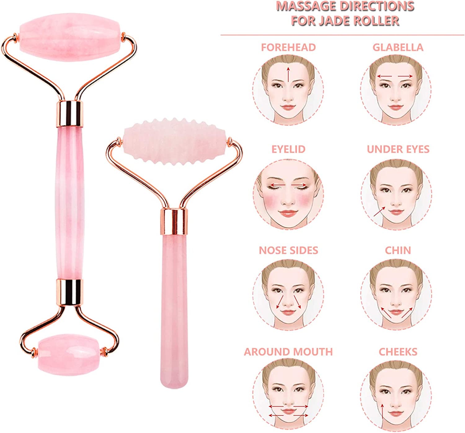 Deciniee Jade Roller, 3 in 1 Ridged Jade Roller and Gua Sha Facial Massager Tools ,100% Natural Rose Quartz Jade Roller for Face,Eye,Neck Health & Beauty > Personal Care > Cosmetics > Cosmetic Tools > Skin Care Tools Deciniee   