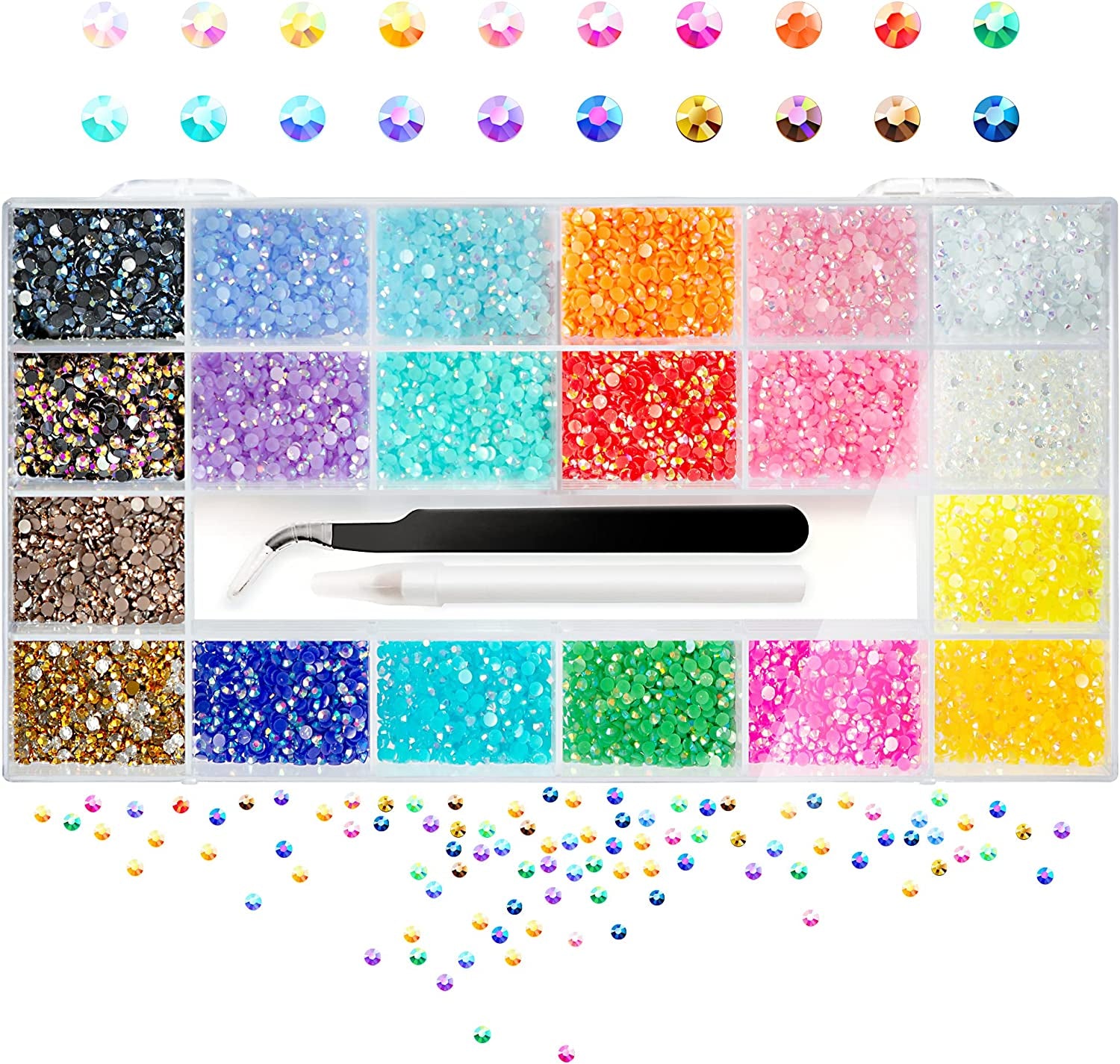 Molisaka Black Nail Art Rhinestones, Glass Flat Back Rhinestones for Nails Decorations, Bling Crystals Nail Gems for Nail Design, 3D Nail Jewels Set with Rhinestone Picker Tools (2320Pcs) Health & Beauty > Personal Care > Cosmetics > Cosmetic Tools > Nail Tools Molisaka 3mm Resin Rhinestones  