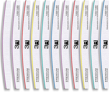 Nail Files - 3R Factory Acrylic Nail File 100/180, Nail Solution for Acrylic Nails, Acrylic Nail Remover, Professional Nail Salon Supplies, 2Pcs Each of Ergonomic Colors Design Border. (10Pcs Pack) Health & Beauty > Personal Care > Cosmetics > Cosmetic Tools > Nail Tools 3R Factory   