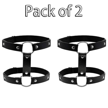 Gemily Punk Leg Chain Belt Leather Body Chain Black Thigh Chains Party Rave Body Jewelry for Women and Girls (2 Pcs) (1) Apparel & Accessories > Jewelry > Body Jewelry GEMILY   