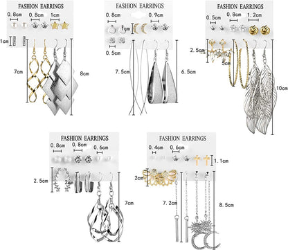 Fashion Earrings for Women Girls, Funtopia 68 Pairs Drop Dangle Earrings, Statement Stud Earrings Pearl Earrings Set for Party Jewelry Gift (Gold and Silver) Apparel & Accessories > Jewelry > Earrings Funtopia   