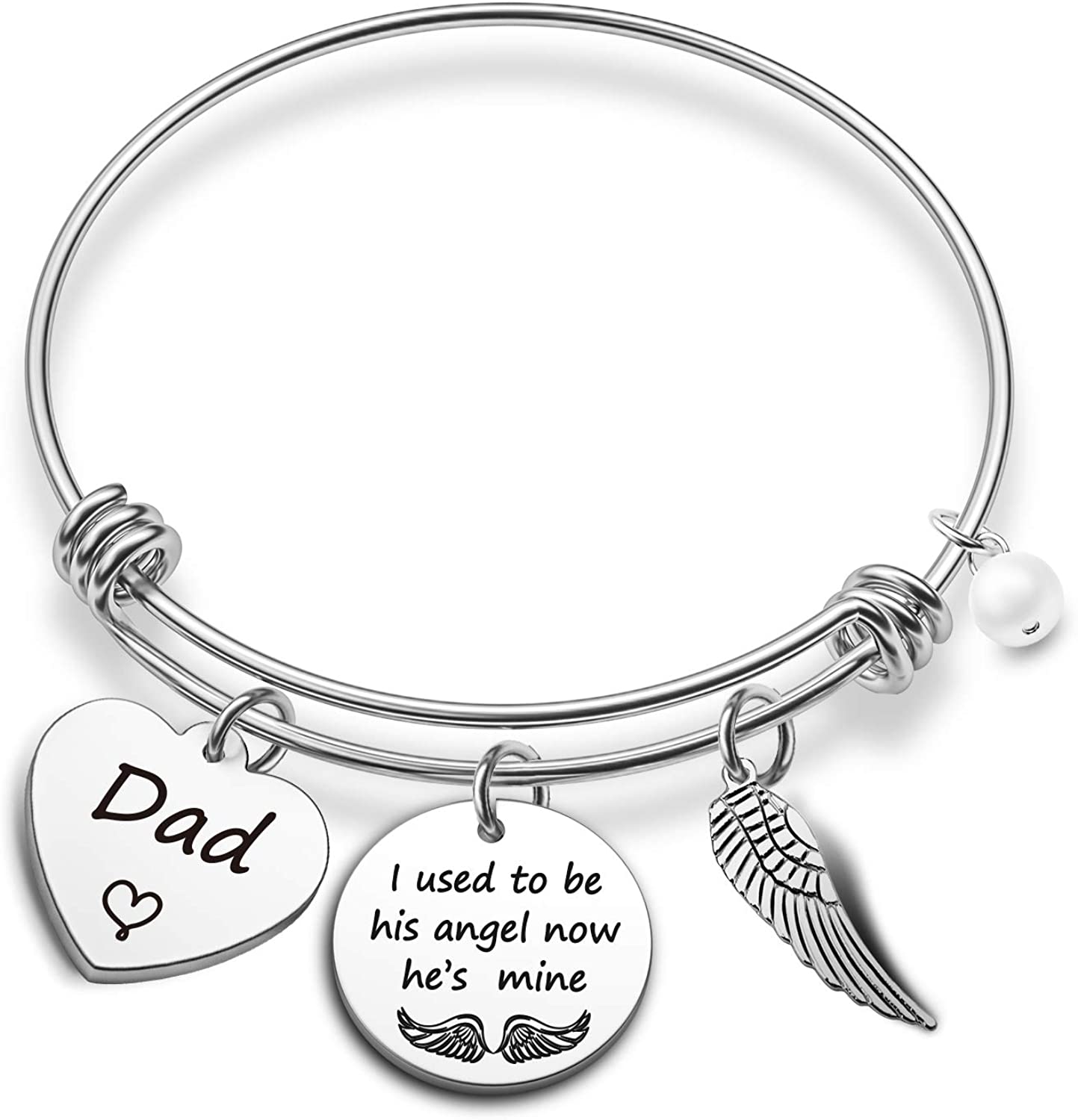 Memorial Bracelet Keychain Dad Mom in Heaven Loss Memorial Jewelry Sympathy Gift for Loss of Mom Dad Grandma Grandpa Apparel & Accessories > Jewelry > Bracelets EIGSO use his angel dad BR  