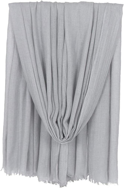 LMVERNA Women Solid Color Scarfs Large Long Lightweight Fringed Headscarf Linen Sheer Shawl Wrap Apparel & Accessories > Clothing Accessories > Scarves & Shawls LMVERNA Light Grey  