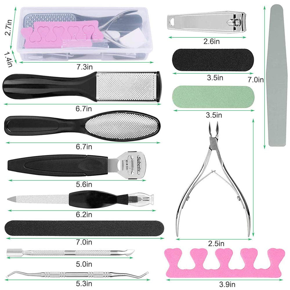 Linkhood Professional Pedicure Tools Set(20 in 1), Foot Care Pedicure Kit Stainless Steel Foot Rasp Foot Dead Skin Remover Pedicure Kit for Men Women Mother’S Day Gift Health & Beauty > Personal Care > Foot Care Linkhood   