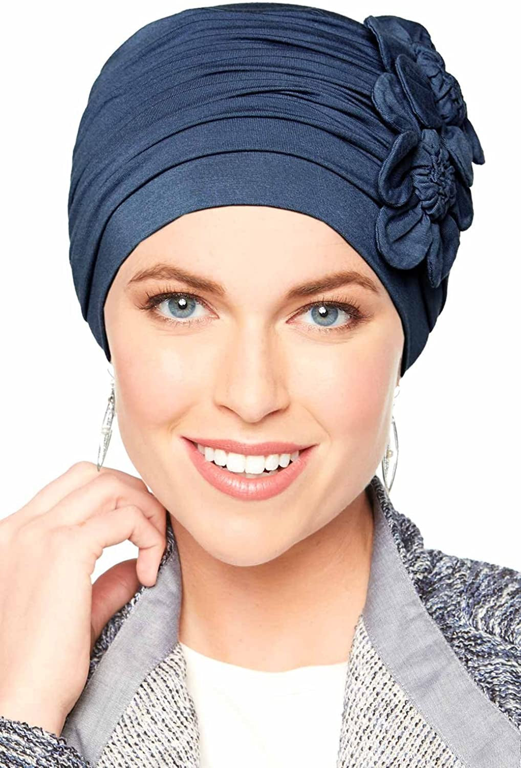 Cardani Large Flapper Turban Viscose from Bamboo Hat for Large Heads Apparel & Accessories > Clothing Accessories > Headwear Cardani Luxury Bamboo - Midnight Blue One Size 