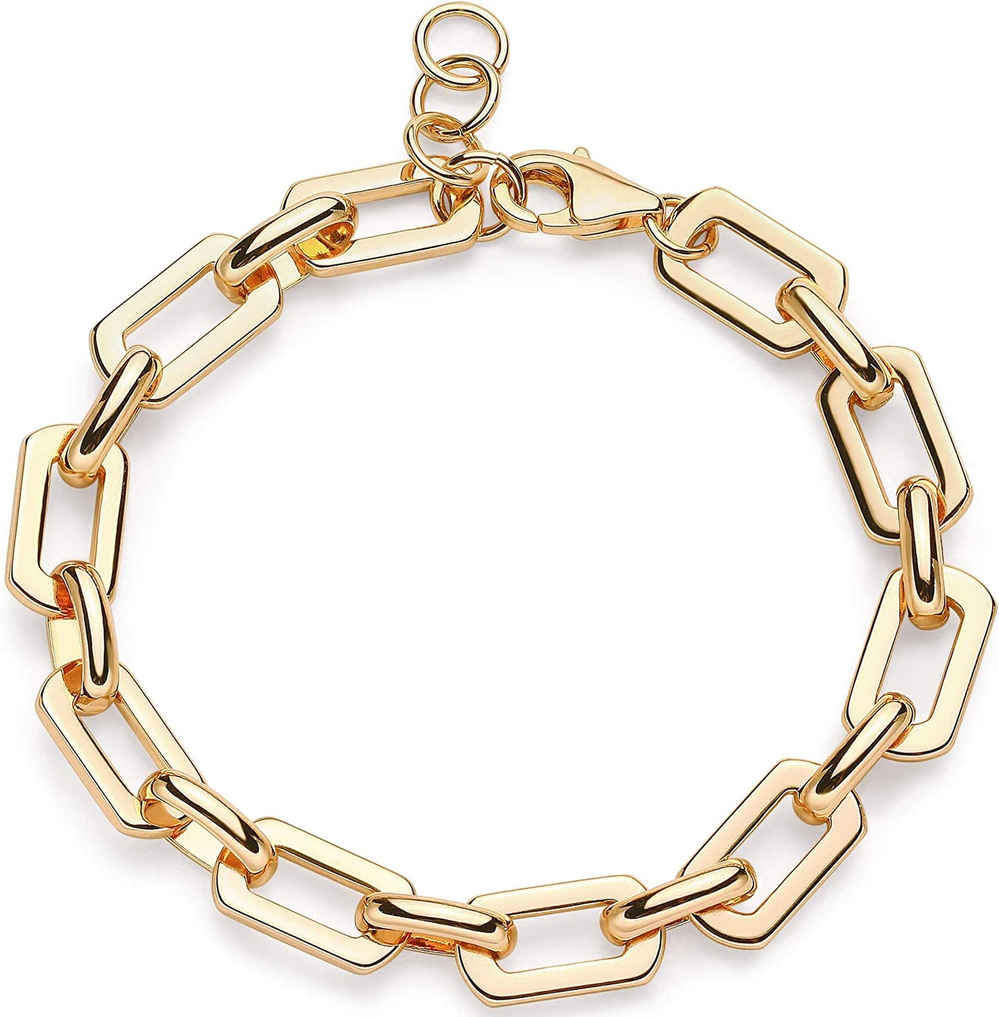 MEVECCO Gold Beaded Bracelets,18K Gold Plated Handmade Cute Satellite Diamond Cut Oval and round Beads Rope Chain Dainty Bracelet for Women Apparel & Accessories > Jewelry > Bracelets Mevecco Rectangle chain  