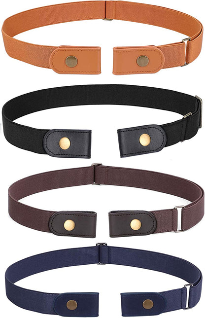 No Buckle Stretch Belt for Women Men Elastic Waist Belt up to 72 Inch for Jeans Pants Apparel & Accessories > Clothing Accessories > Belts WERFORU X-black+coffee+blue+brown- Pants Size 23"-30" 