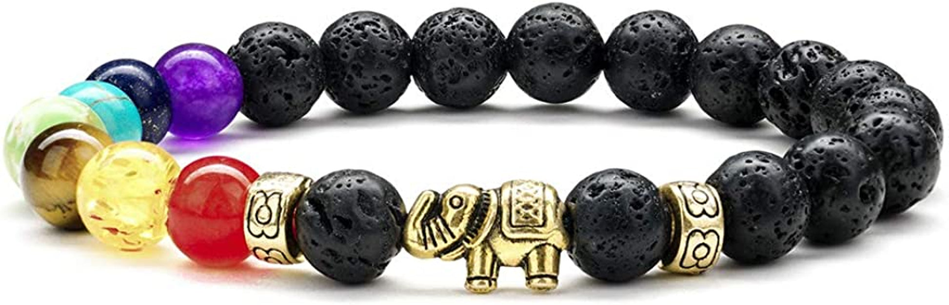 Gifts for Women Elephant Bracelet, 8Mm Natural White Howlite Bracelets for Women Men Stress Relief Yoga Bracelet Bead Bracelets for Women Elephant Gifts for Women Girls Apparel & Accessories > Jewelry > Bracelets M MOOHAM Chakra-1  