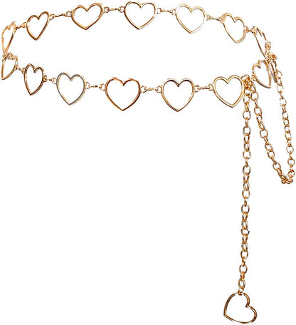Eyraevor Women Long Tassel Waist Chain Belt Multilayer Body Belly Chain for Dress Apparel & Accessories > Jewelry > Body Jewelry Eyraevor Gold Heart-41inch  