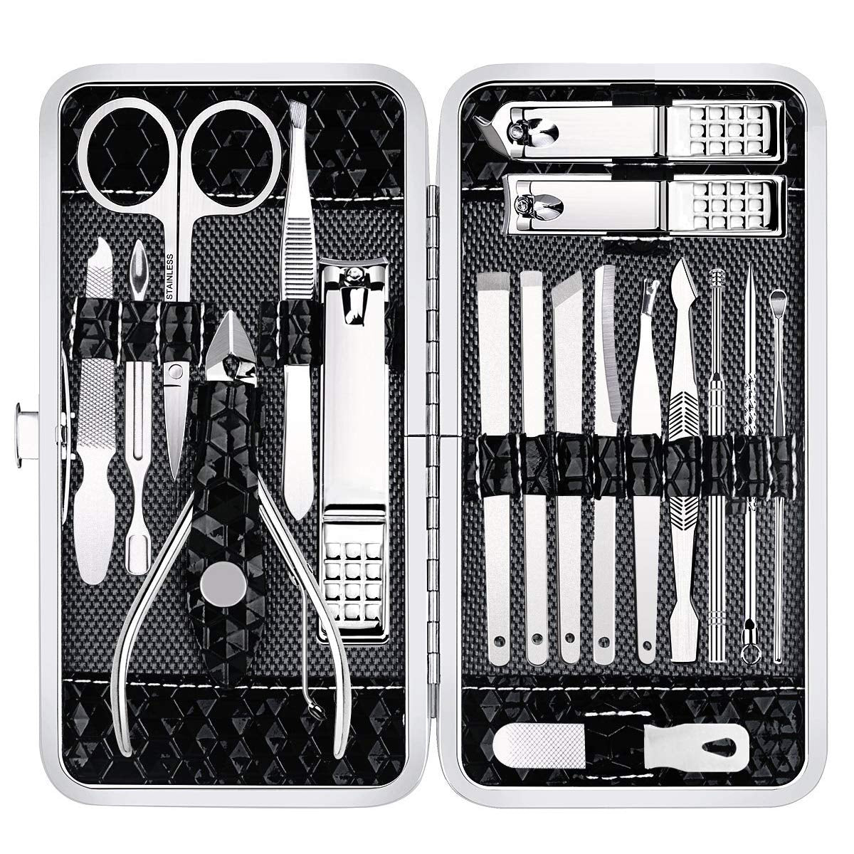 Manicure Set Nail Clippers Pedicure Kit -18 Pieces Stainless Steel Manicure Kit, Professional Grooming Kits, Nail Care Tools with Luxurious Travel Case Health & Beauty > Personal Care > Foot Care Yougai Black  