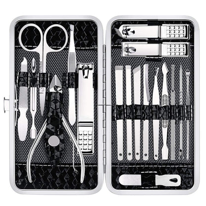Manicure Set Nail Clippers Pedicure Kit -18 Pieces Stainless Steel Manicure Kit, Professional Grooming Kits, Nail Care Tools with Luxurious Travel Case Health & Beauty > Personal Care > Foot Care Yougai Black  