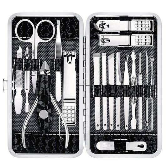 Manicure Set Nail Clippers Pedicure Kit -18 Pieces Stainless Steel Manicure Kit, Professional Grooming Kits, Nail Care Tools with Luxurious Travel Case Health & Beauty > Personal Care > Foot Care Yougai Black  