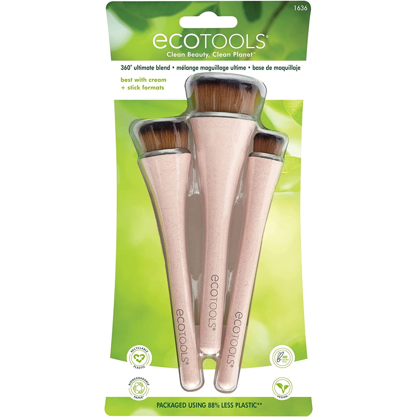 Ecotools 360 Ultimate Blend Makeup Brushes, for Cream & Stick Makeup, Foundation, Concealer, Highlighter, Brush Set of 3 Health & Beauty > Personal Care > Cosmetics > Cosmetic Tools > Makeup Tools EcoTools   