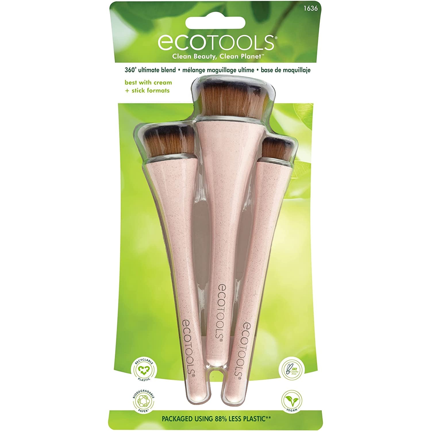 Ecotools 360 Ultimate Blend Makeup Brushes, for Cream & Stick Makeup, Foundation, Concealer, Highlighter, Brush Set of 3 Health & Beauty > Personal Care > Cosmetics > Cosmetic Tools > Makeup Tools EcoTools   
