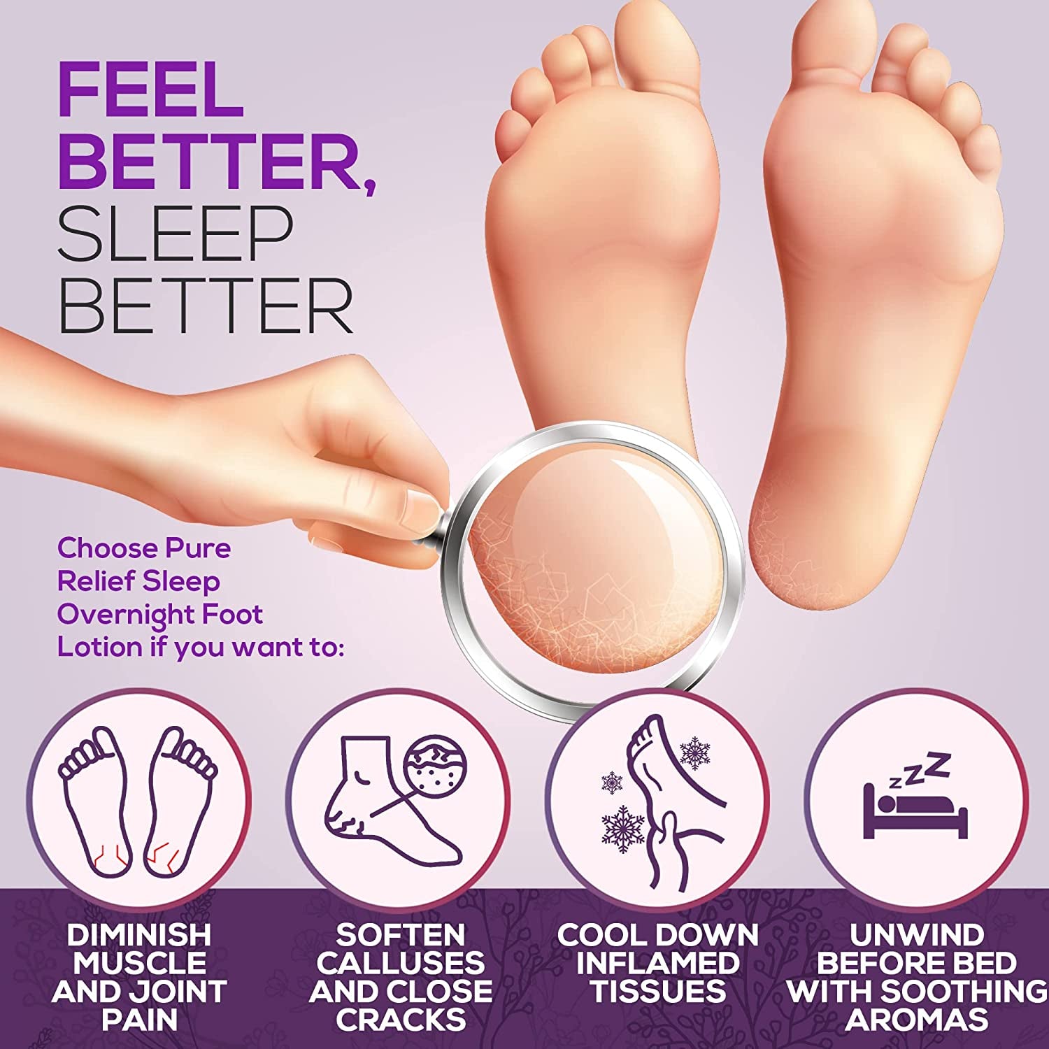 Pure Relief Relaxing Foot Lotion Moisturizer Cream for Dry Feet – Lavender Foot Care Cream W/ Shea Butter, Aloe, & Coconut Oil – Foot Repair & Sleep Cream W/ Soothing Scent, Pedicure Supplies, 8 Oz Health & Beauty > Personal Care > Foot Care Pure Relief   