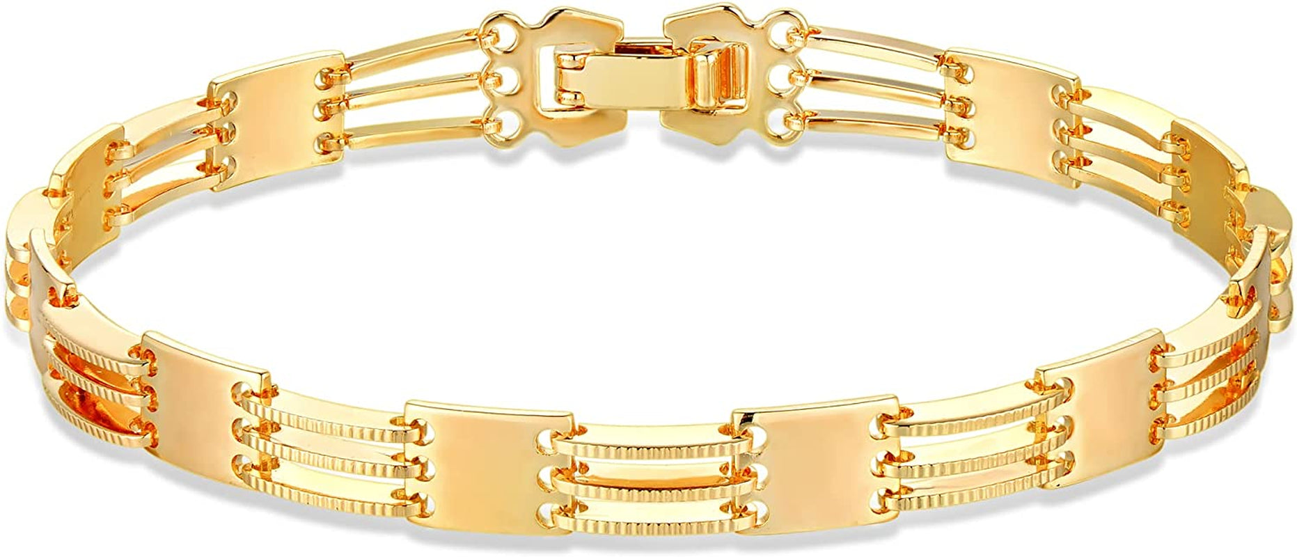 MEVECCO Gold Beaded Bracelets,18K Gold Plated Handmade Cute Satellite Diamond Cut Oval and round Beads Rope Chain Dainty Bracelet for Women Apparel & Accessories > Jewelry > Bracelets Mevecco Square Link  