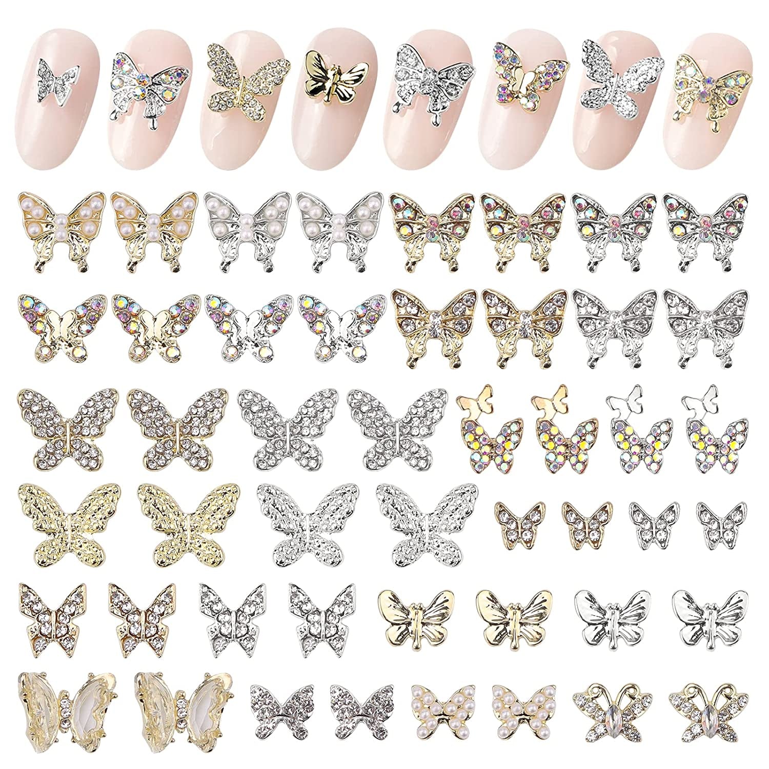Kalolary Letter Dangle Nail Charm, 3D Piercing Alphabet Rhinestone Alloy Jewelry Hoops with Nail Piercing Tool Hand Drill for Birthday Nail Art Decoration Health & Beauty > Personal Care > Cosmetics > Cosmetic Tools > Nail Tools Kalolary Butterfly 48P  