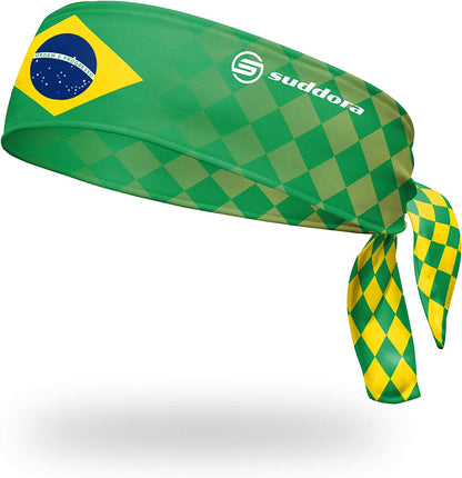 Suddora Country Flag Tie Headbands - Workout, Sports, Costume and National Team Accessories Apparel & Accessories > Clothing Accessories > Bandanas & Headties Suddora Brazil  