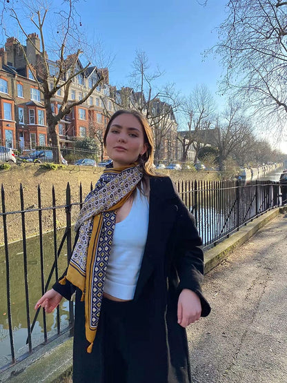 FRAIFICE Lightweight Scarf for Women for Spring Summer Fall Floral Scarves Shawl Wrap Pashimina with Tassels Apparel & Accessories > Clothing Accessories > Scarves & Shawls FRAIFICE   
