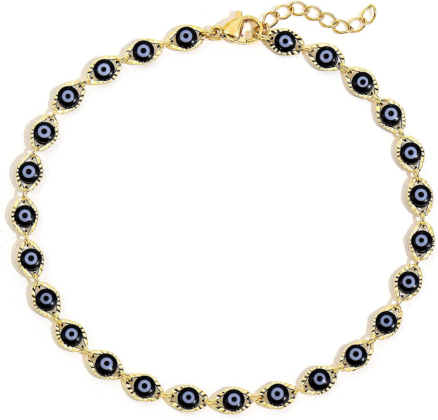 SLOONG Evil Eye Anklet Bracelet for Women Girls 14K Gold Plated Beach Foot Anklet Bracelet Summer Jewelry Beads Anklet Set, Adjustabe Size Apparel & Accessories > Jewelry > Anklets SLOONG Black  