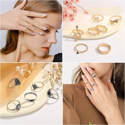 63 Pack of Jewelry Set for Women, Including 15 Pairs Fashion Earrings, 4 Pack Cute Necklaces, 13Pc Aesthetic Bracelets / Anklets and 31Pc Dainty Rings, Trending Gift for Teen Girls