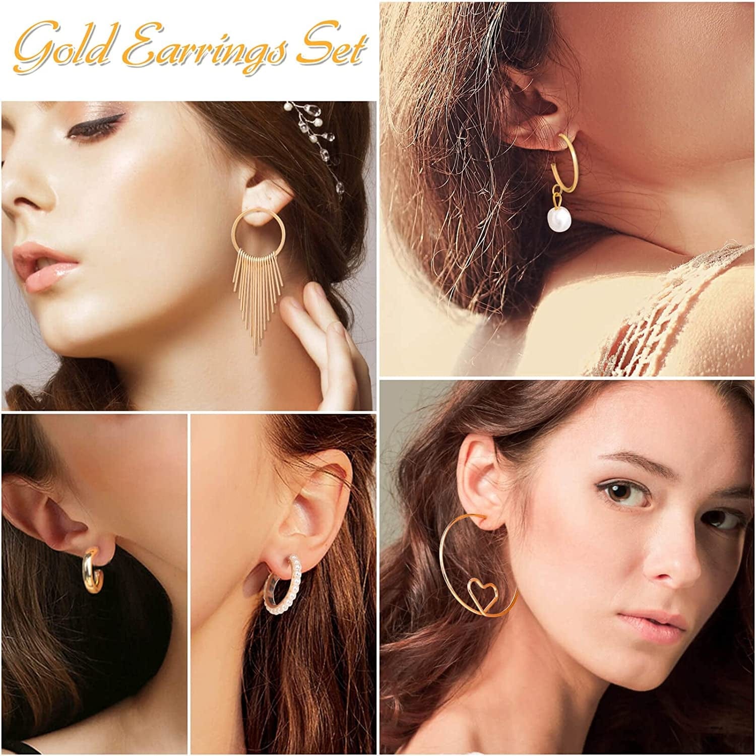63 Pack of Jewelry Set for Women, Including 15 Pairs Fashion Earrings, 4 Pack Cute Necklaces, 13Pc Aesthetic Bracelets / Anklets and 31Pc Dainty Rings, Trending Gift for Teen Girls