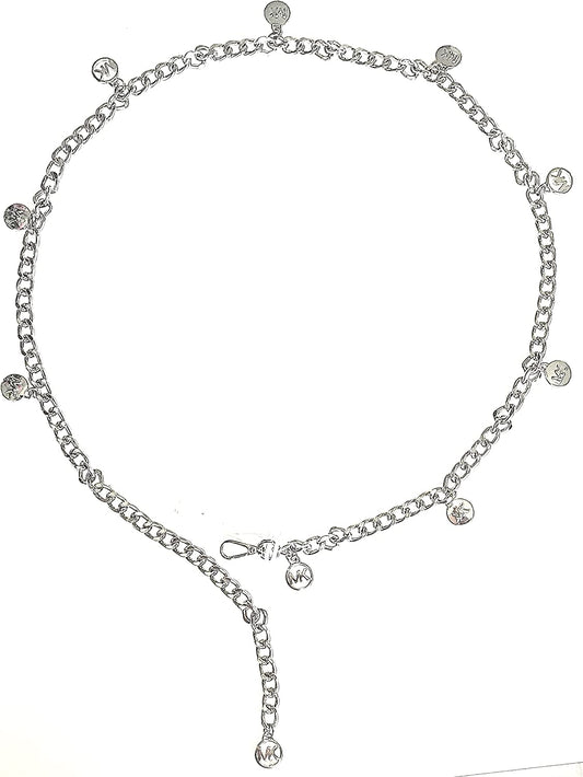 Michael Kors Womens MK Logo Chain Belt Silver L/XL Apparel & Accessories > Clothing Accessories > Belts Michael Kors   