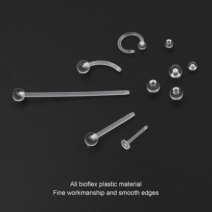 Piercingart 36Pcs Clear Piercing Retainers Bioflex Nose Tongue Nipple Belly Rings Eyebrow Lip Nose Studs Cartilage Tragus Earring Retainer Industrial Bar Plastic Piercing Jewelry for Surgery Apparel & Accessories > Jewelry > Body Jewelry PiercingArt   