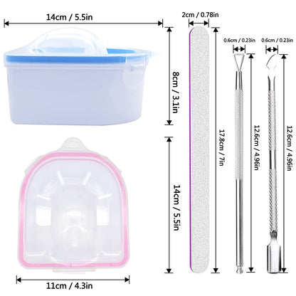 Nail Soaking Bowl Manicure Bowl, 2PCS Nail Soak off Bowl Acrylic Soak off Bowl Polish Remover Soak Bowls with Cuticle Peeler,Cuticle Pusher Cutter and Nail Files Manicure Tools Health & Beauty > Personal Care > Cosmetics > Cosmetic Tools > Nail Tools Namgznso   