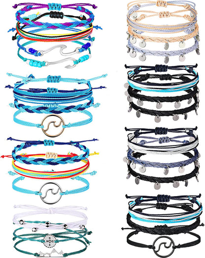 VSCO Bracelets 24 Pieces Braided Stretch Friendship Bracelets Stackable Bead Woven String Bracelets Adjustable Wave Rope Bracelets Friendship Jewelry for VSCO Girls Teen Women Apparel & Accessories > Jewelry > Bracelets WILLBOND Cute Style  