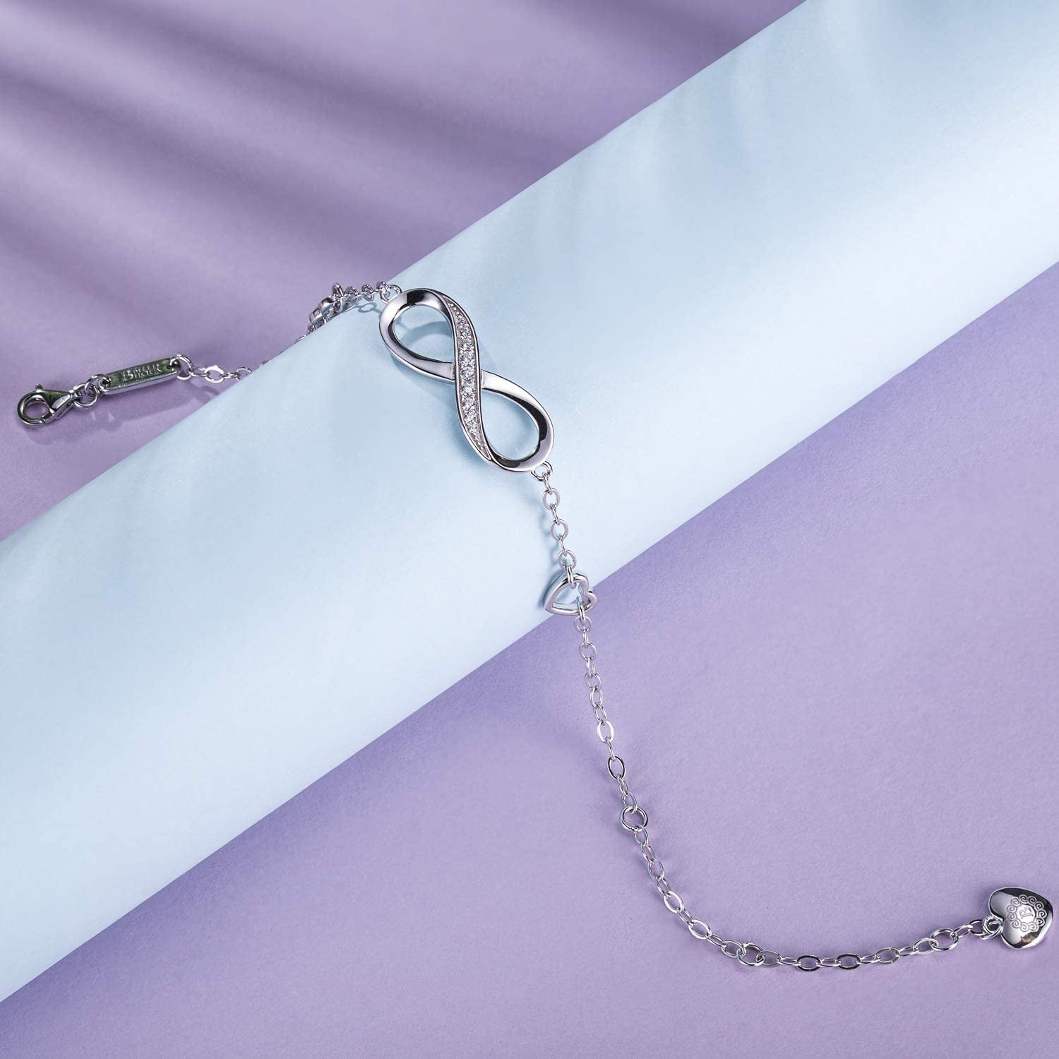 Billie Bijoux Womens 925 Sterling Silver Infinity Endless Love Symbol Charm Adjustable Bracelet Mother'S Day Gift for Wife Women Girls Mom Apparel & Accessories > Jewelry > Bracelets Billie Bijoux   