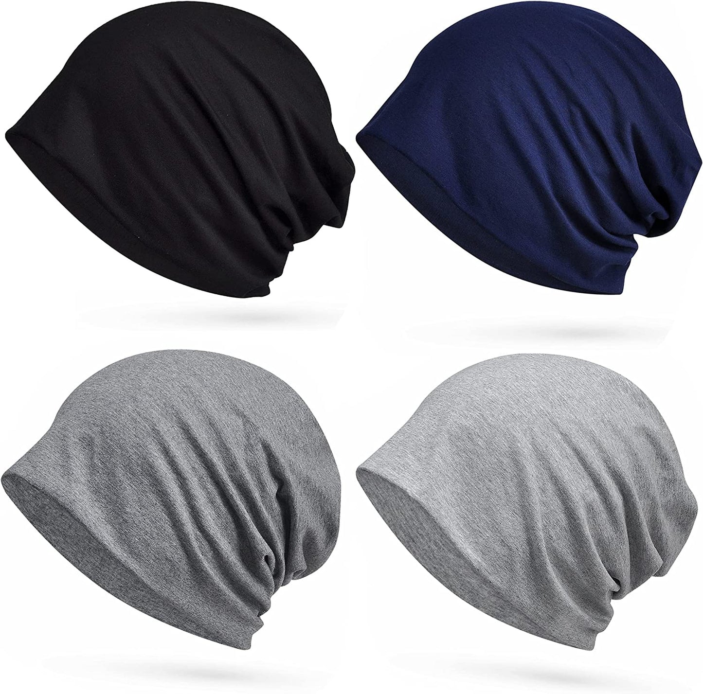ELLEWIN Cotton Slouchy Beanie Hip-Hop Soft Lightweight Running Beanie Adult Dwarf Hats Chemo Cap for Men Women Apparel & Accessories > Clothing Accessories > Headwear Does Not Apply Closetop-thin-4pk-solid01  