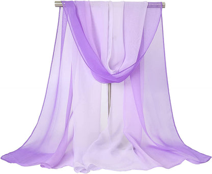 Ombre Silk Scarf Oblong Gradiente Scarves Lightweight Accent Scarfs for Women Apparel & Accessories > Clothing Accessories > Scarves & Shawls Yeieeo   