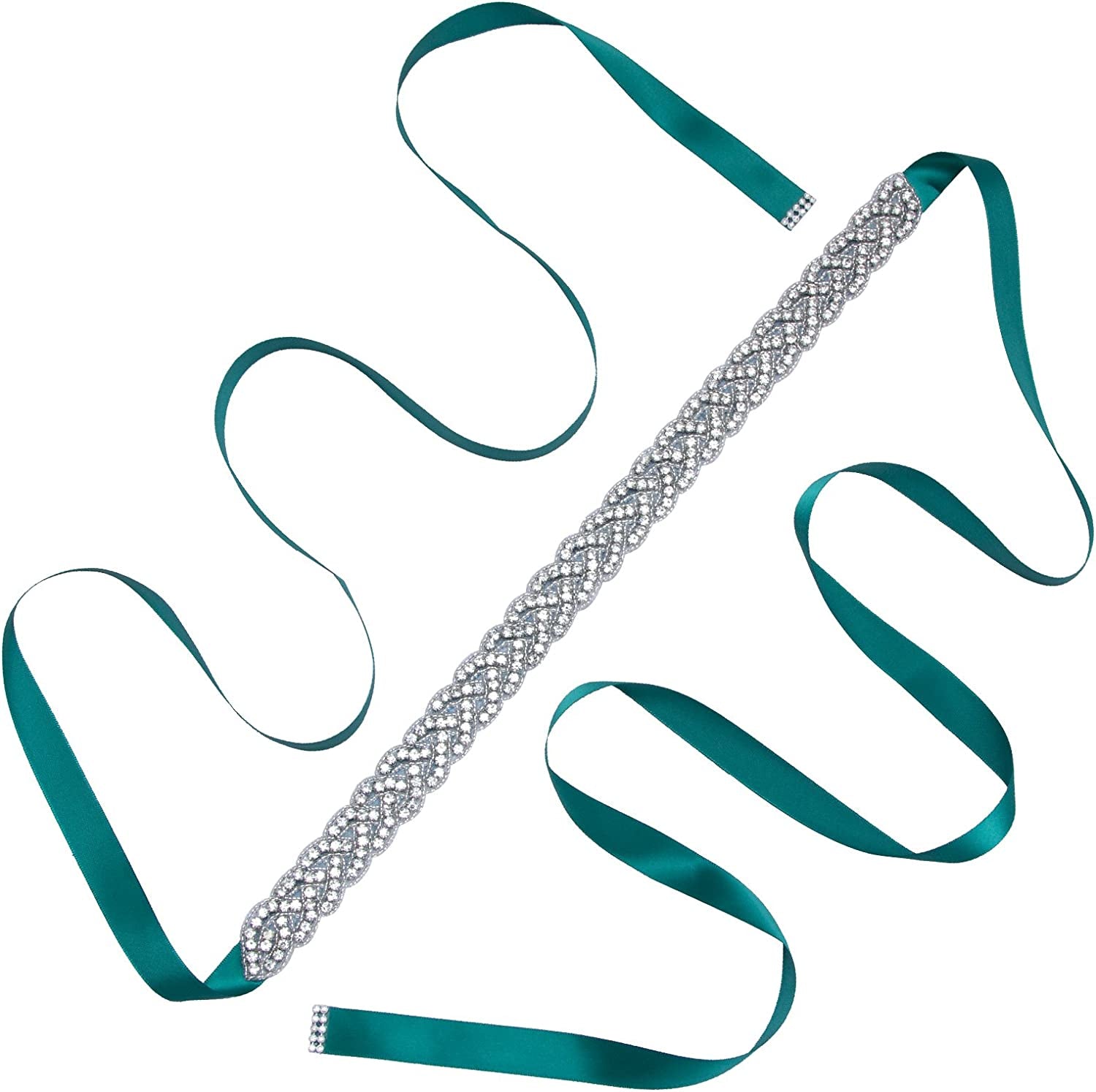 AWAYTR Bridal Rhinestone Wedding Belt - Silver Rhinestone Belts for Women Formal Evening Dress Apparel & Accessories > Clothing Accessories > Belts AWAYTR Green  