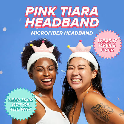 I Dew Care Face Wash Headband - Pink Tiara | Spa, Soft, Cute for Makeup, Shower, Teen, Girls Stuff, Princess Style, 1 Count Health & Beauty > Personal Care > Hair Care I DEW CARE   