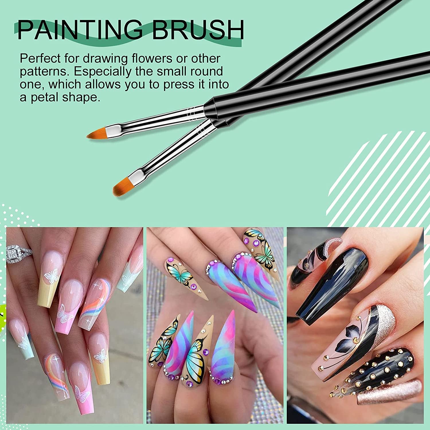 Saviland Nail Art Brushes Set - 6Pcs Double-End Nail Art Brushes Kit Professional Nail Art Tools Kit with Painting Dotting Line Pen for Gel Polish Nail Design Nail Carving French Nails Health & Beauty > Personal Care > Cosmetics > Cosmetic Tools > Nail Tools SAVILAND   