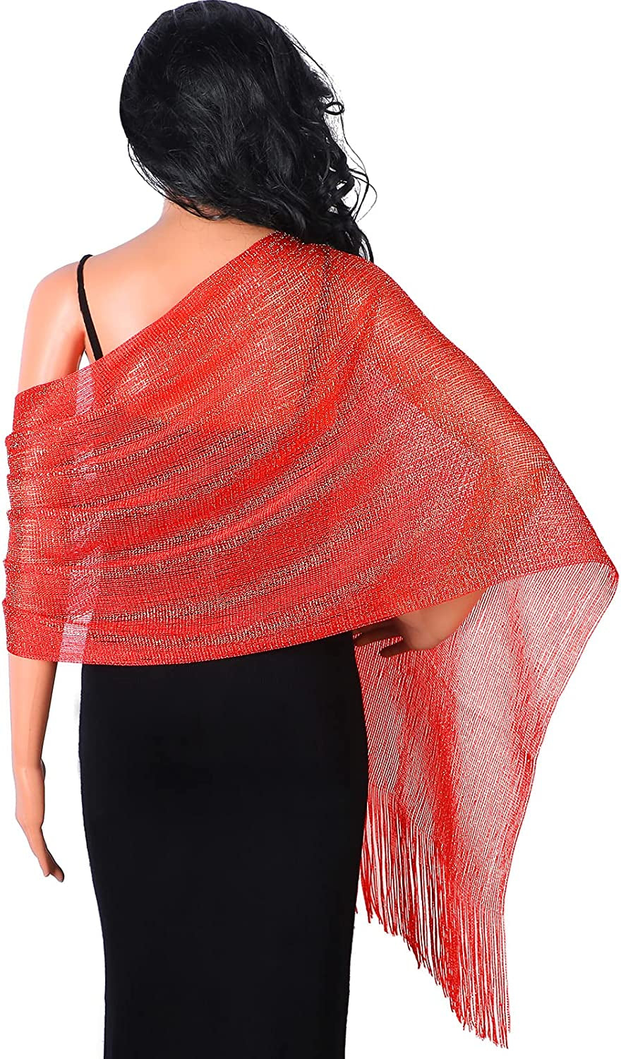 Metallic Shimmering Shawls and Wraps with Snowflake Scarf Clip for Evening Dress Apparel & Accessories > Clothing Accessories > Scarves & Shawls SATINIOR   