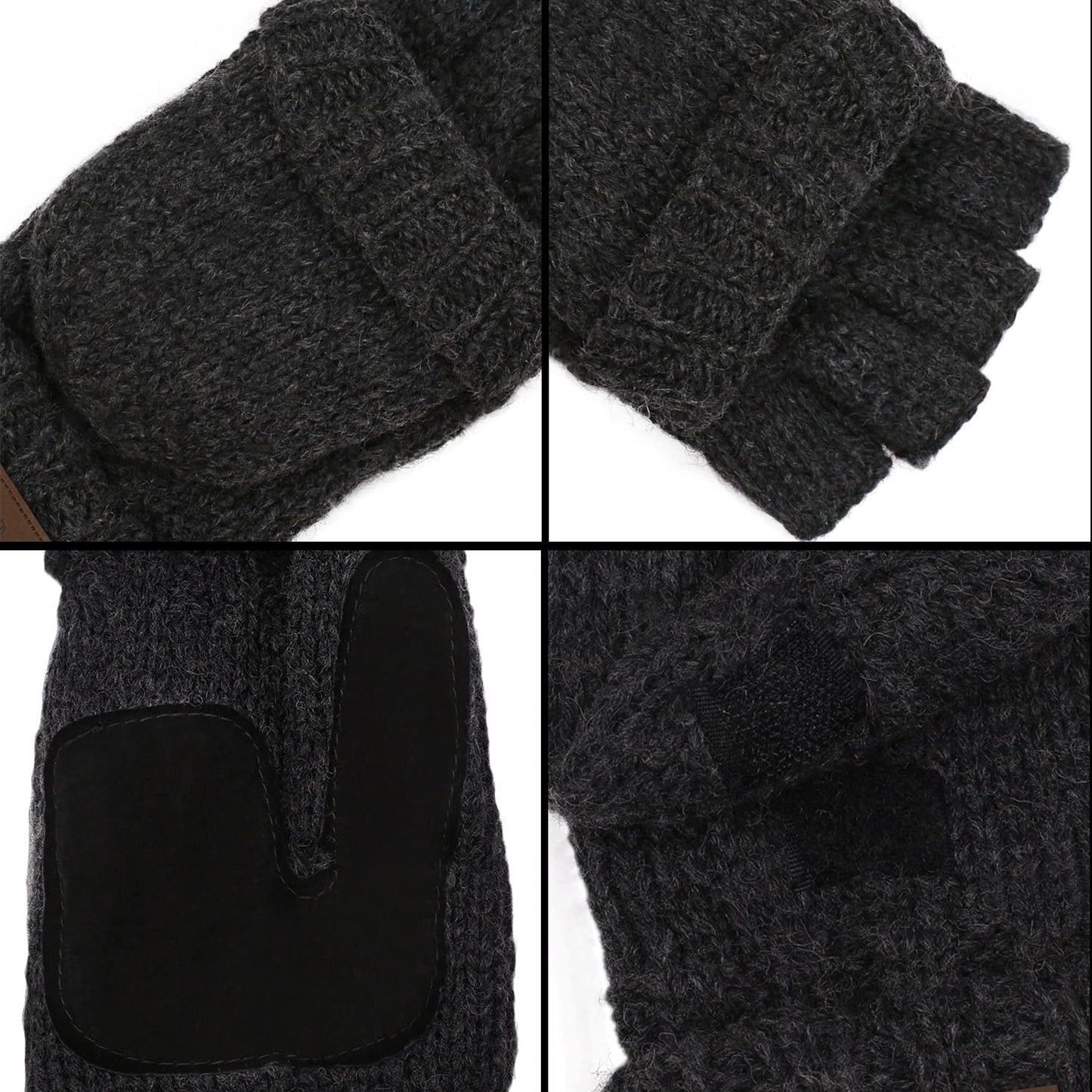 Winter Knitted Convertible Fingerless Gloves Wool Mittens Warm Mitten Glove for Women and Men Apparel & Accessories > Clothing Accessories > Gloves & Mittens ViGrace   