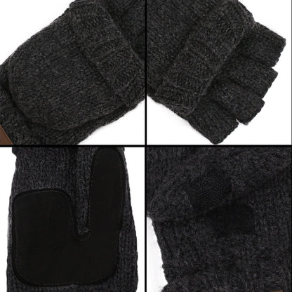 Winter Knitted Convertible Fingerless Gloves Wool Mittens Warm Mitten Glove for Women and Men Apparel & Accessories > Clothing Accessories > Gloves & Mittens ViGrace   