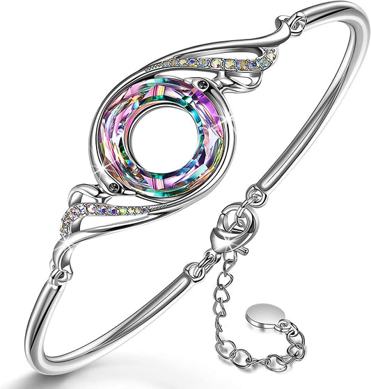 Kate Lynn "Rise from the Ashes" Phoenix Bracelet Made with Crystals from Austria, Adjustable Bangle Bracelet for Women 7"+2", Packaged with Jewelry Box, Christmas Gifts Birthday Gifts for Women, Symbol of Luck and Renewal Apparel & Accessories > Jewelry > Bracelets Kate Lynn Purple Light  