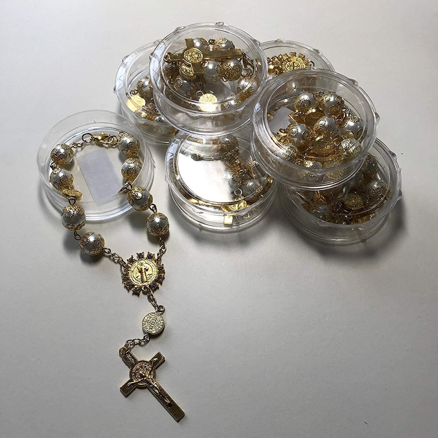 Gold/Silver Boy/Girl Hand Bracelet,Mini Rosary Rhinestone Memories Gift for Baptism/First Communion Festivities 12 Party Pack Apparel & Accessories > Jewelry > Bracelets YRP Gifts   