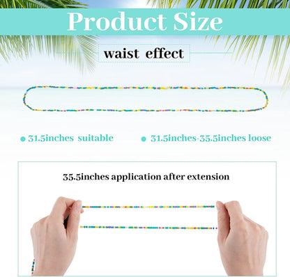 64 Pcs African Waist Beads Chain Colorful Belly Body Chain Layered Belly Chain Summer Waist Beads for Weight Loss Adjustable Bikini Jewelry Chains Stomach Bracelet for Women Girls Beach Party Apparel & Accessories > Jewelry > Body Jewelry Zhehao   