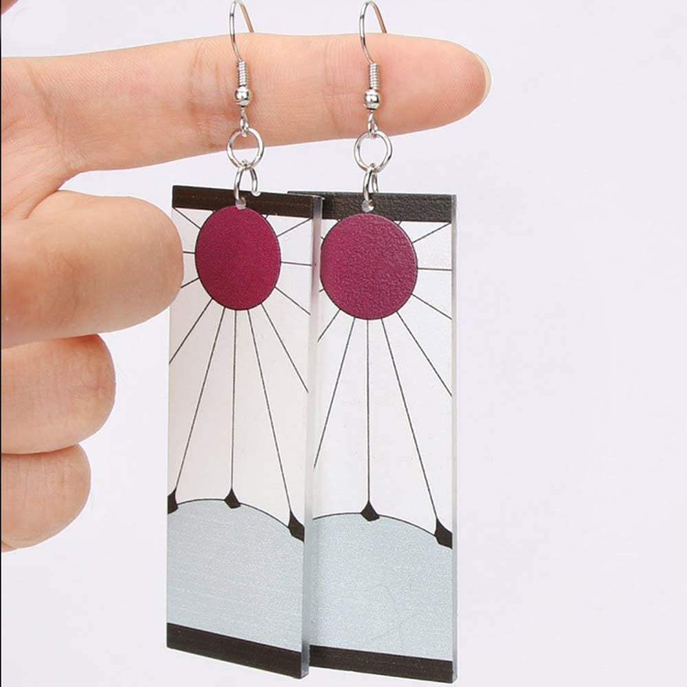 Demon Slayer Tanjiro &Hanafuda Earrings, Acrylic Earrings, Kimetsu No Yaiba Cosplay Anime Earrings Apparel & Accessories > Jewelry > Earrings FunMular   