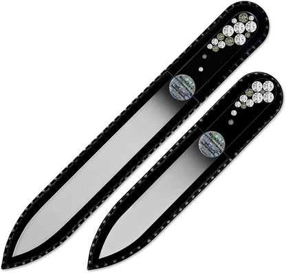 Best Gifts for Women - Mont Bleu Set of 2 Glass Nail Files Hand Decorated with Crystals - Handmade Gifts - Nail Filer Kit - Excellent Nail Filing Tools - Washable Nail Files Health & Beauty > Personal Care > Cosmetics > Cosmetic Tools > Nail Tools Mont Bleu Crystal  