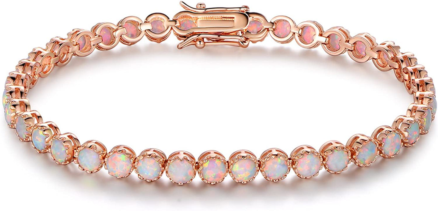 Barzel 18K Gold Plated Crown Created Opal Bracelet Tennis Apparel & Accessories > Jewelry > Bracelets Barzel Rose Gold  