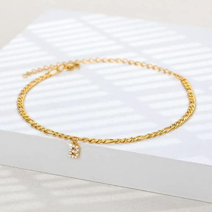 SPRING YOW Letter Ankle Bracelet Anklet Fashion Anklets for Women Zircon Initial Anklet Women Birthday Jewelry - Silver - D Apparel & Accessories > Jewelry > Anklets Generic   