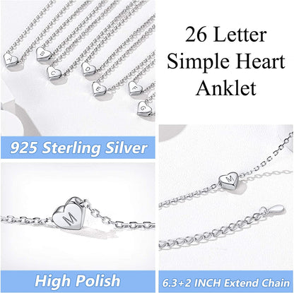 Silvora Sterling Silver Initial Anklets for Women, Teen Girls Foot Ankle Bracelet Letter Alphabet Anklets-Adjustable Chain with Gift Packaging Apparel & Accessories > Jewelry > Anklets Silvora   